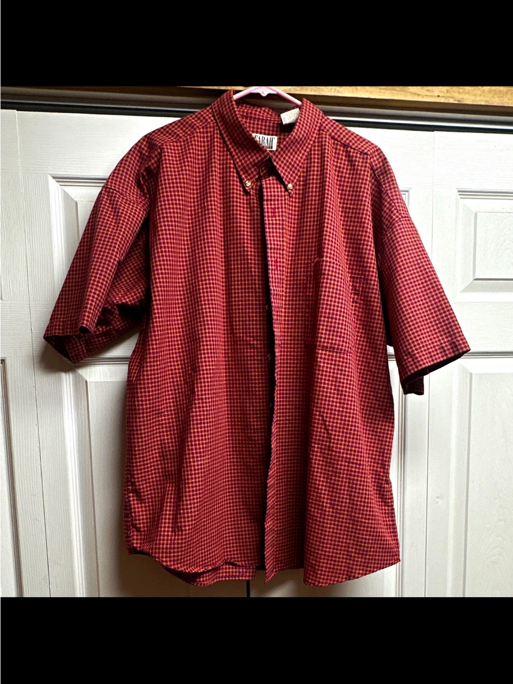 Farah Red and Black Micro-Check Short-Sleeve Button-Down Shirt